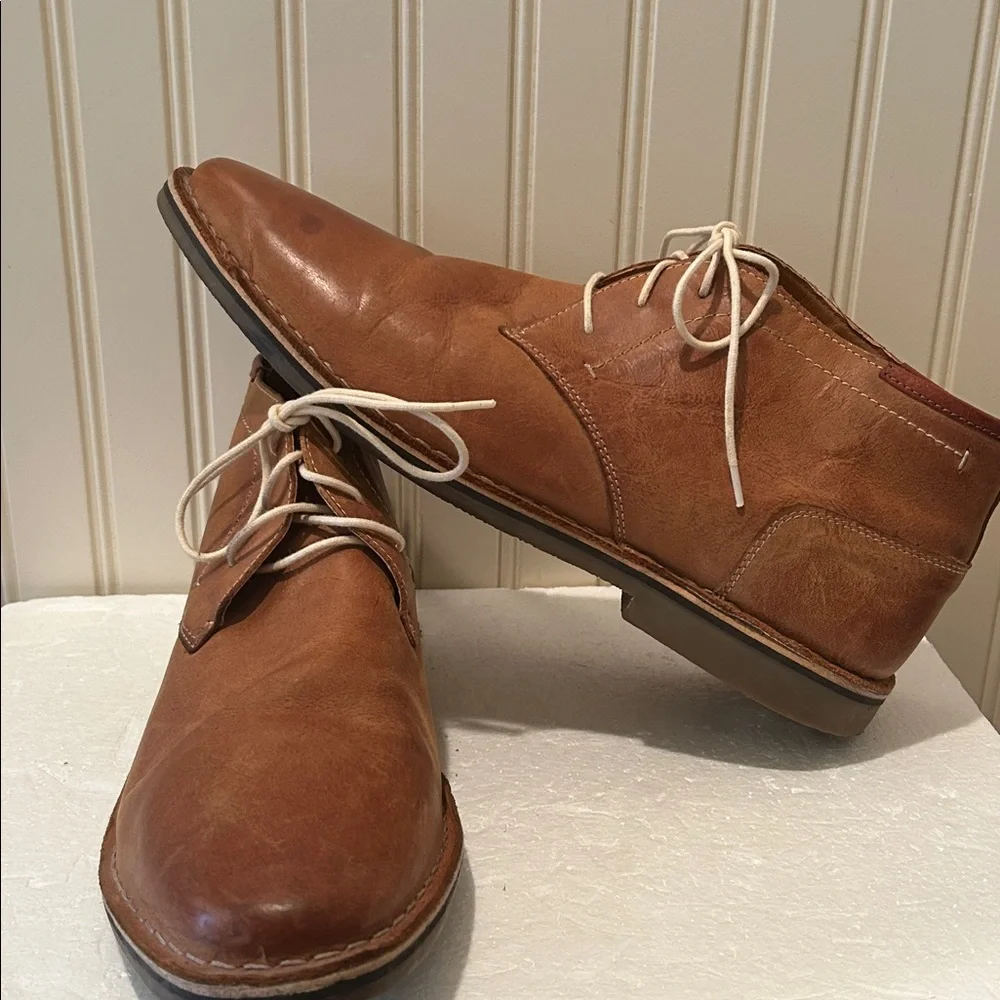 Steve Madden Leather Chukka LaceUp ankle bootie shoes men’s size 16 camel brown